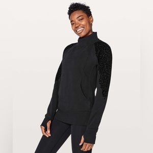 Lululemon Floral Flock Pullover Light Cotton Terry Black Size 10